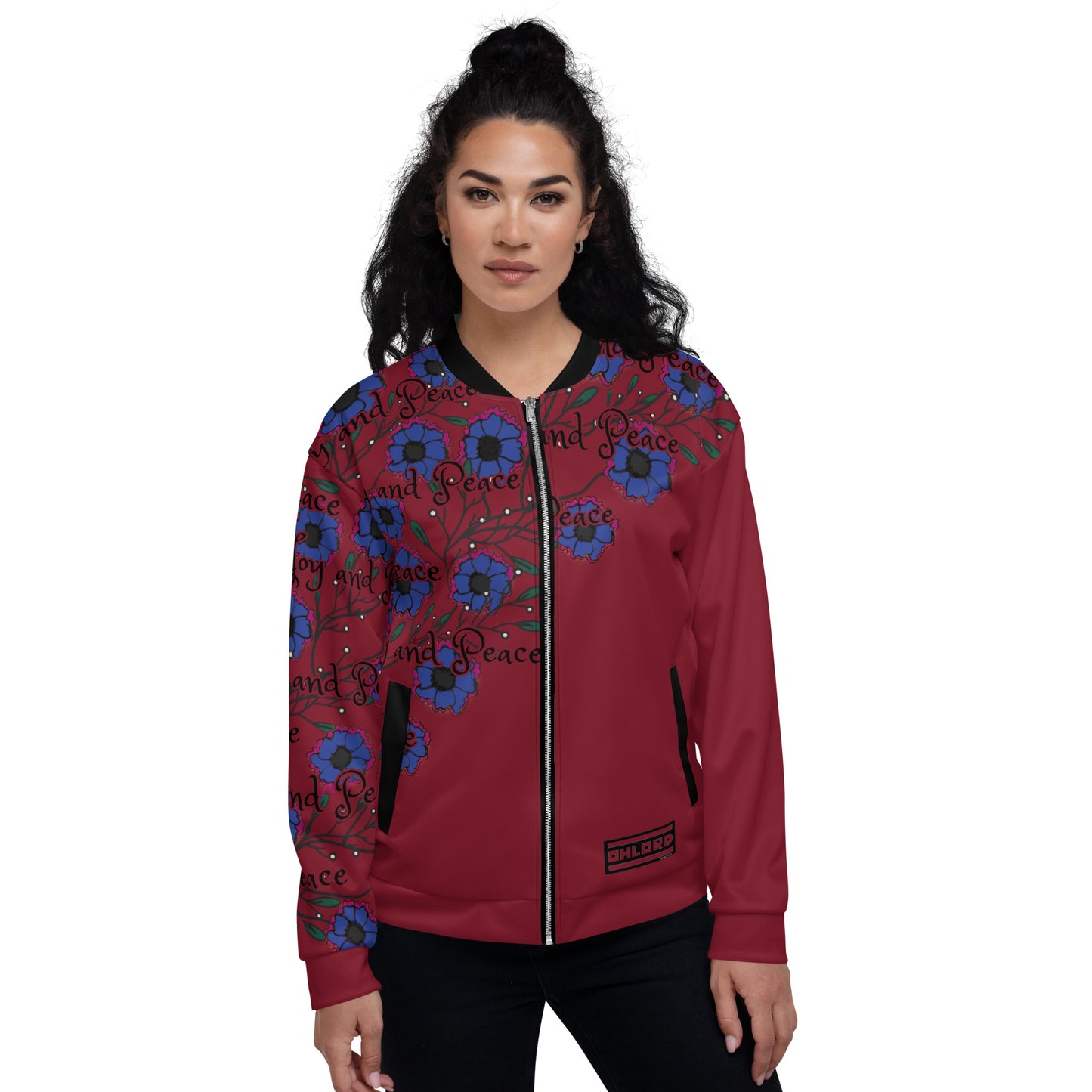 Unisex Bomber Jacket WHITE FLORAL