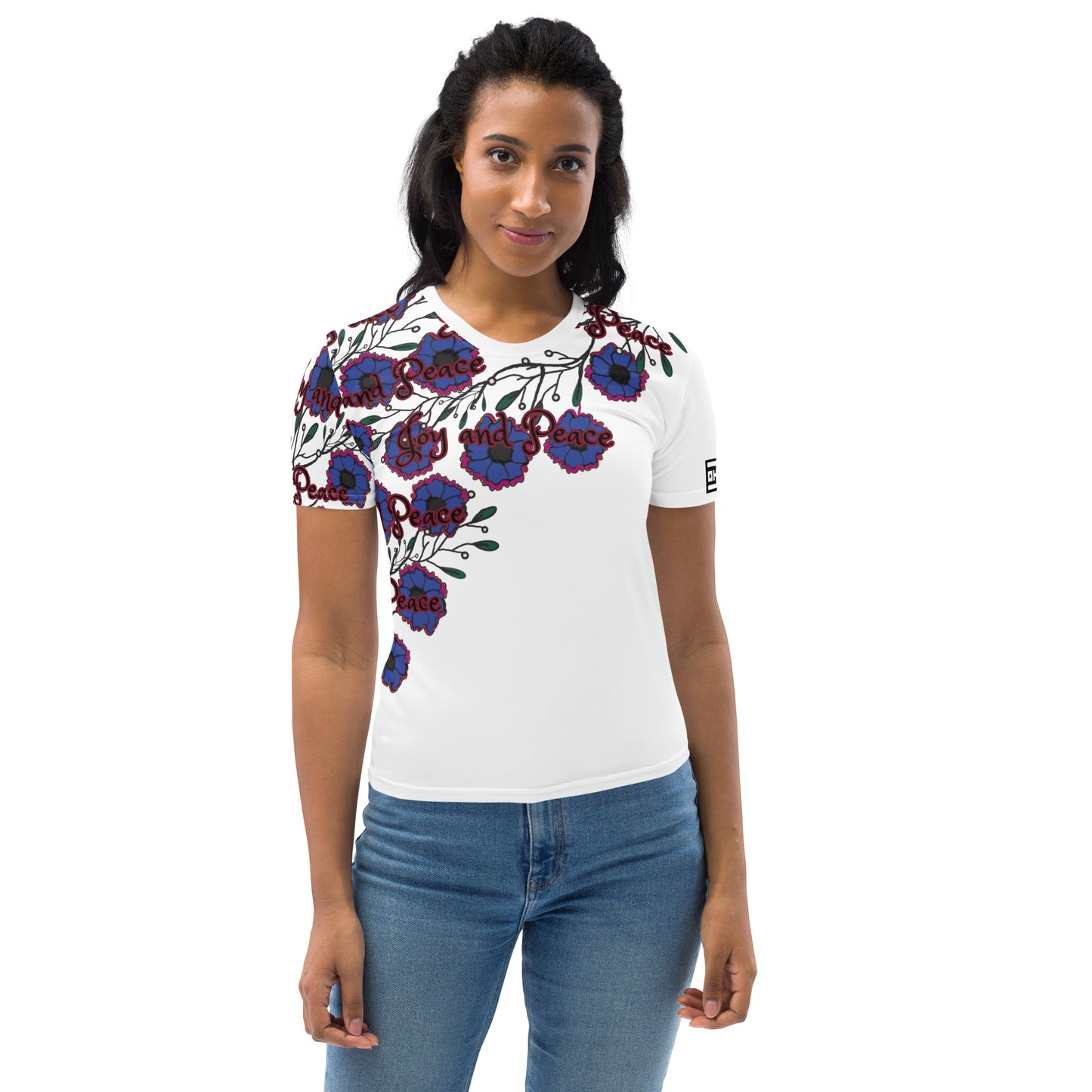 Women's T-shirt blue flower