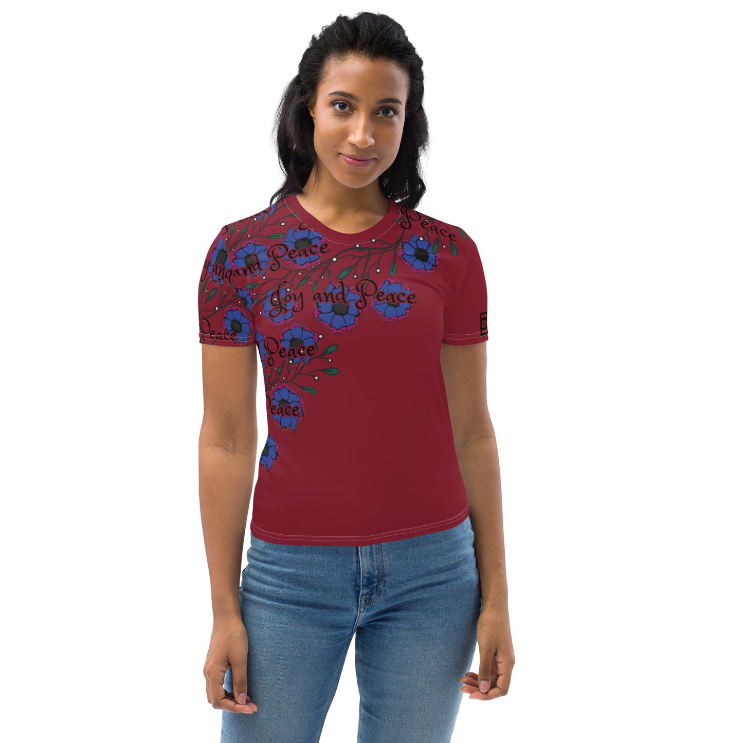 Women's T-shirt blue flower2