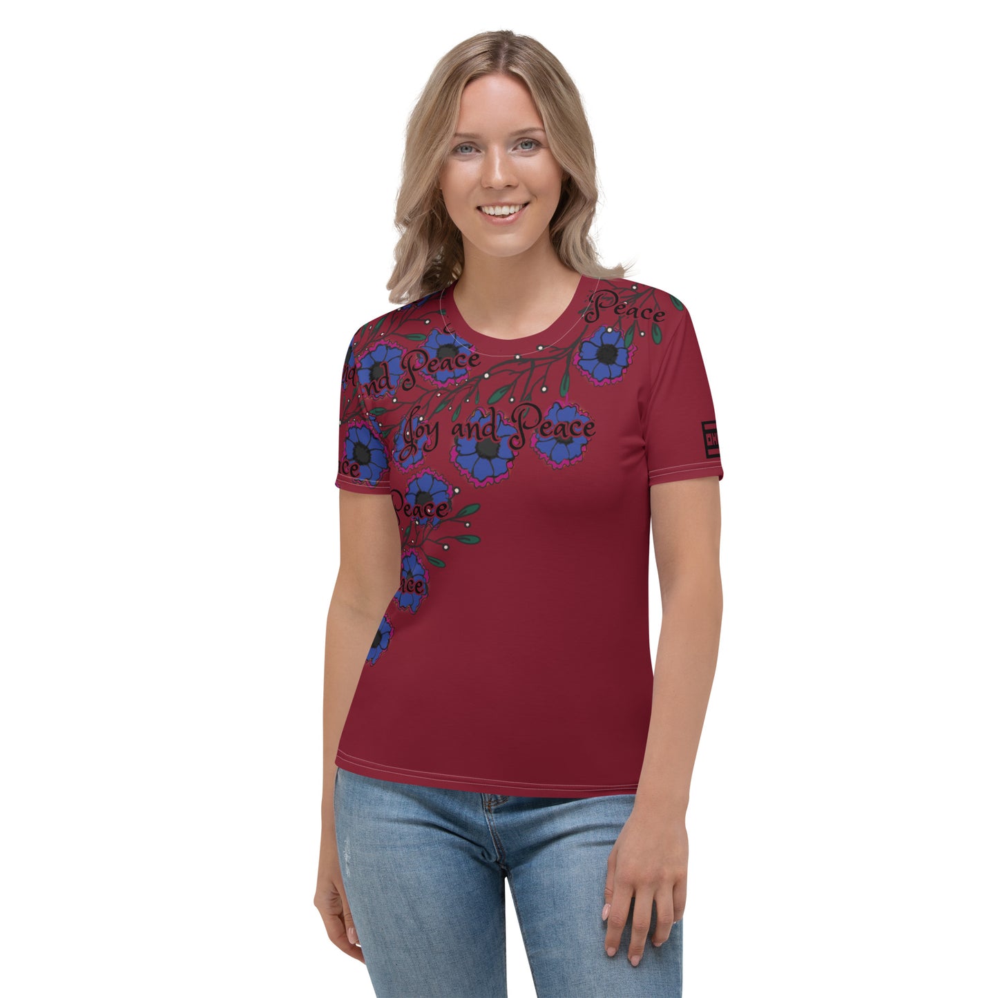 Women's T-shirt blue flower2