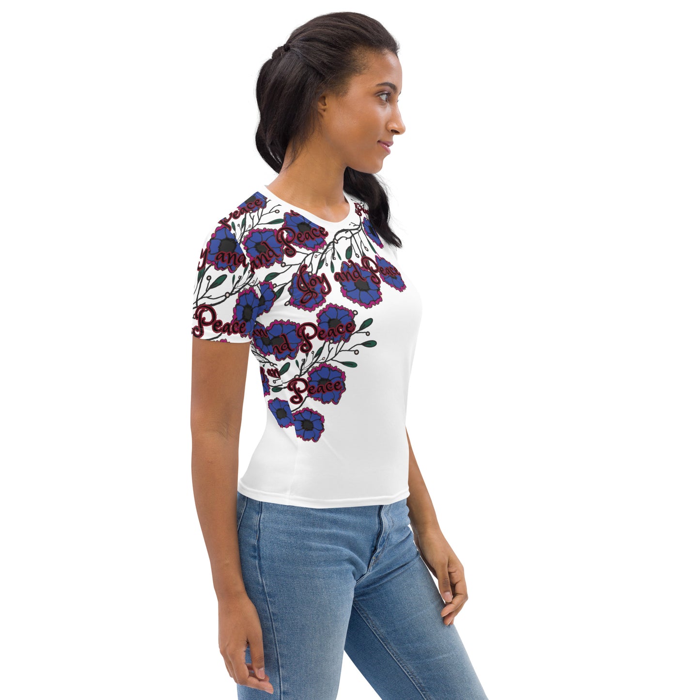 Women's T-shirt blue flower