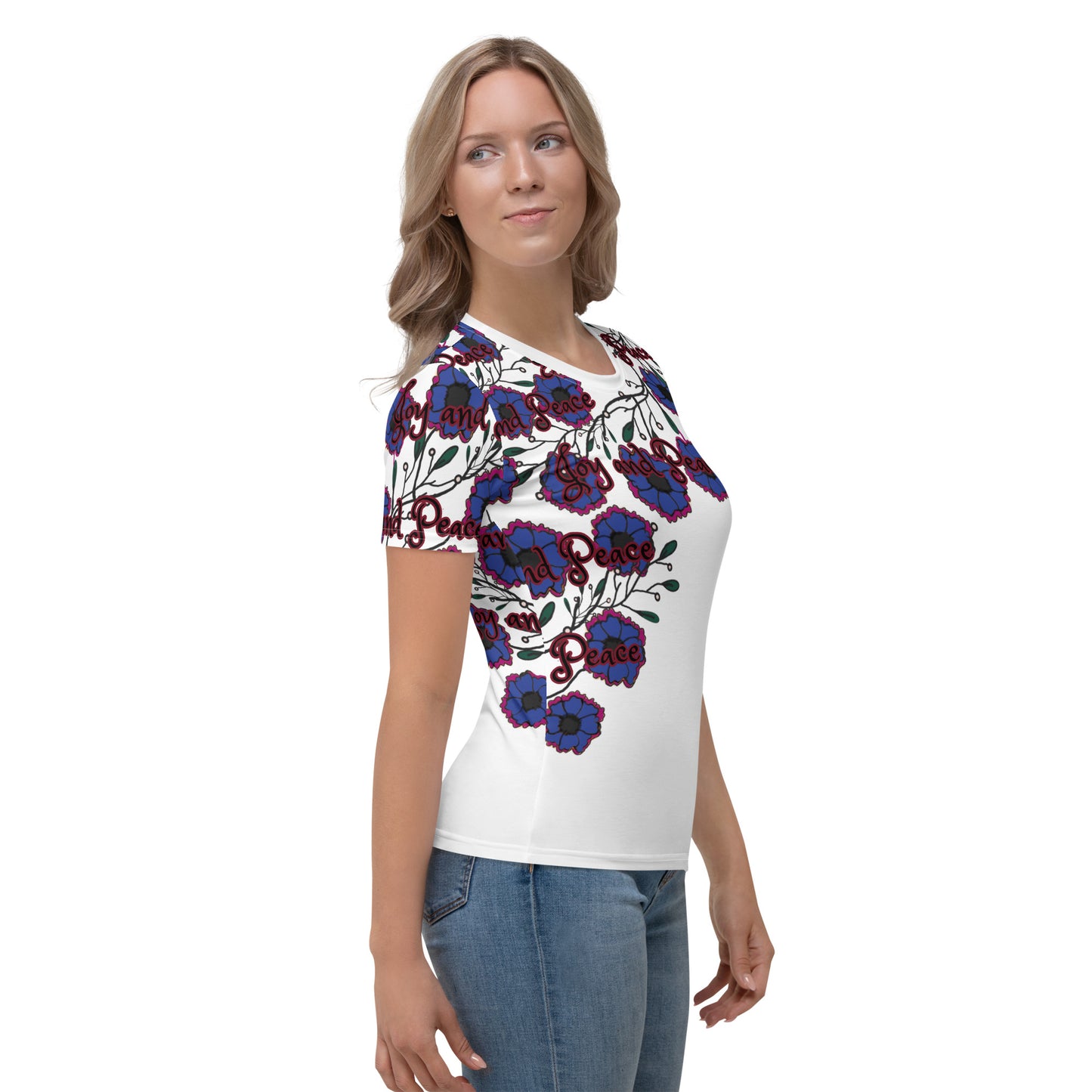 Women's T-shirt blue flower