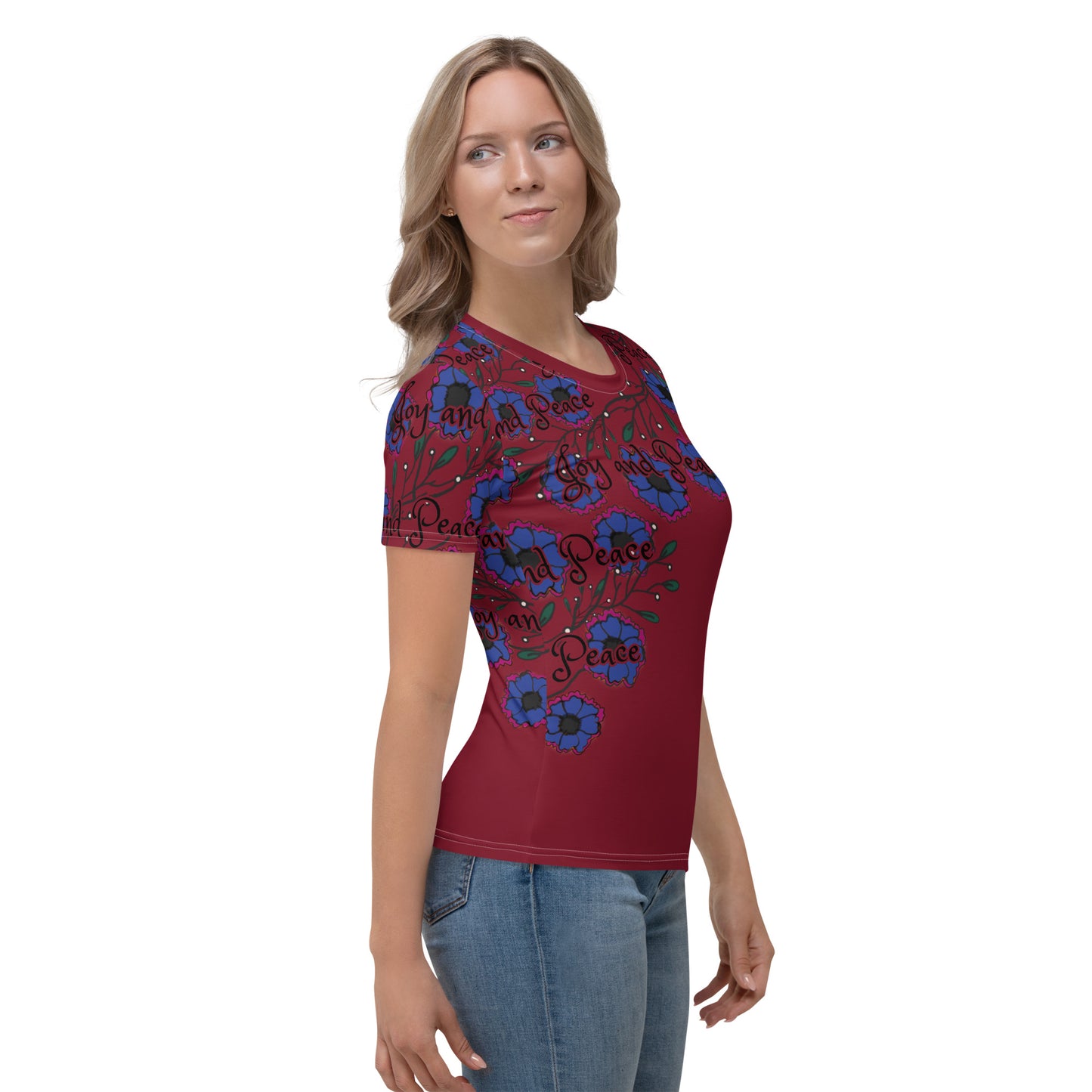 Women's T-shirt blue flower2