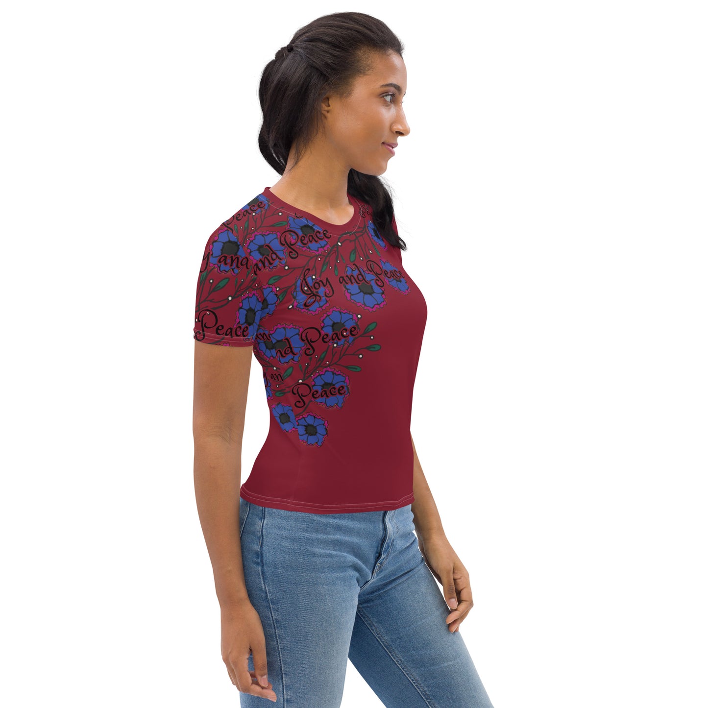 Women's T-shirt blue flower2