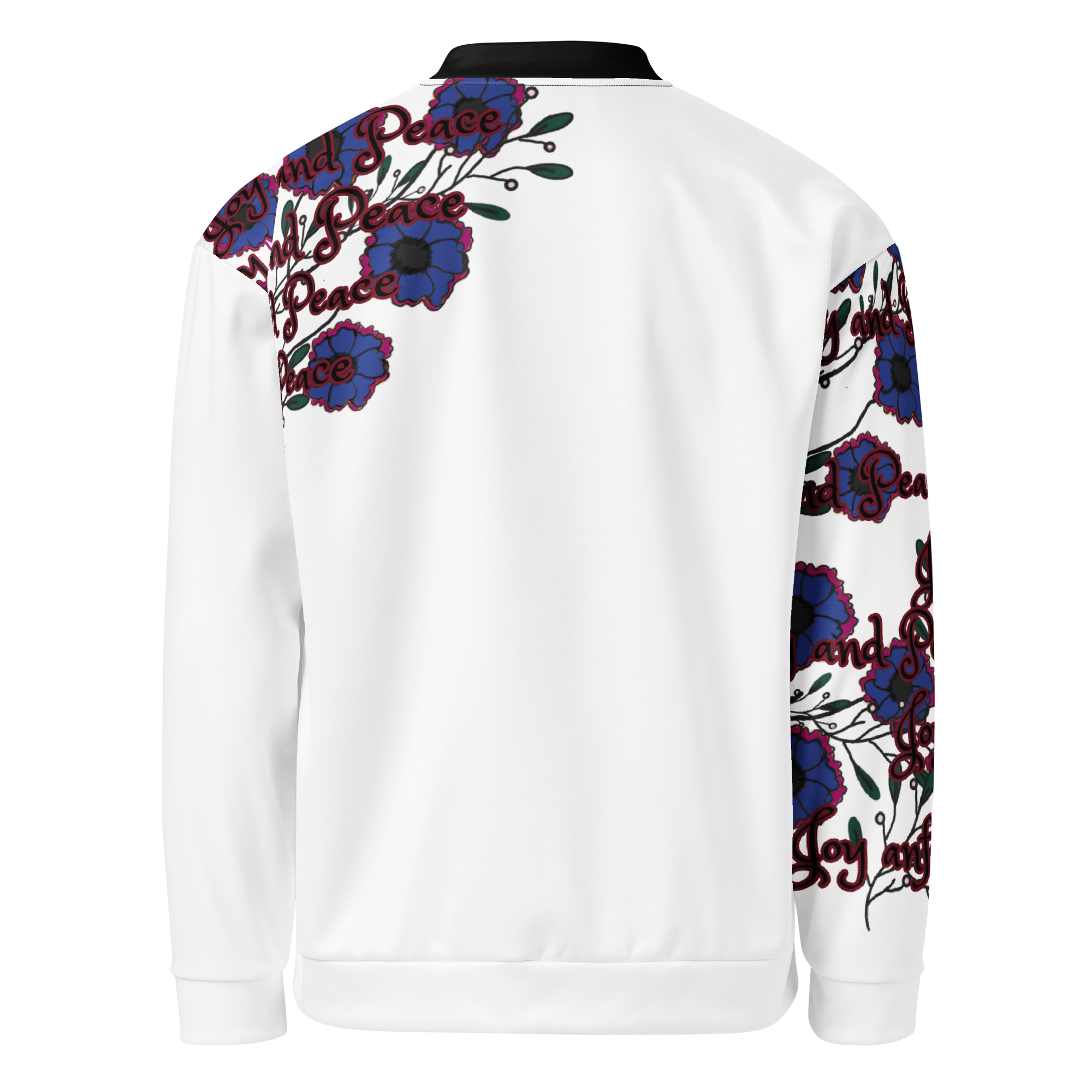 Unisex Bomber Jacket peace and love (white) - Image 2
