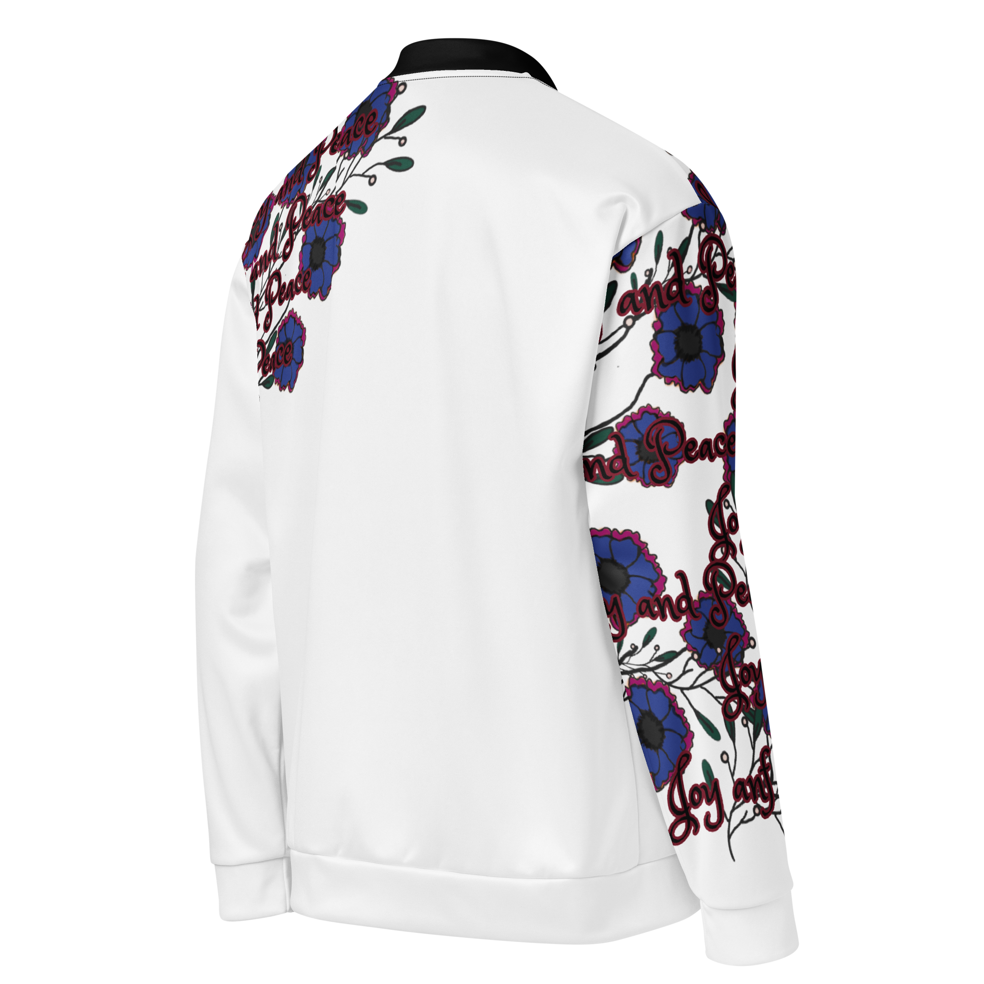 Unisex Bomber Jacket peace and love (white) - Image 4